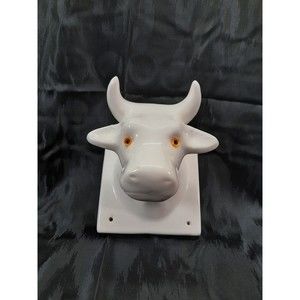 Decorative Vintage Himark Ceramic Cow Bull Head Towel Apron Holder